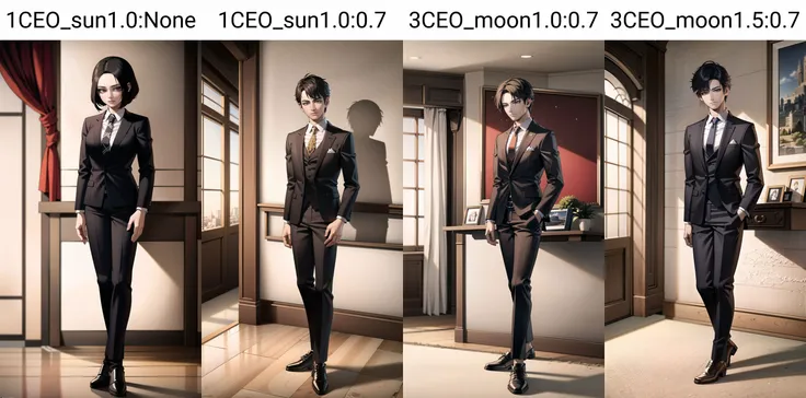 (masterpiece:1.2), (best quality:1.2), (extremely detailed:1.2), (photorealistic:1.2),(illustration:1.2),(beautiful and aesthetic:1.3),beautiful scenery,(Masterfully crafted Glow,lens flare),
(realistic:1.3), (extremely intricate:1.2), (photorealistic:1.4), (extremely delicate), (ultra realistic:1.3),(hyperrealistic 3d render), hyperrealistic photography, extremely detailed CG unity 8k wallpaper, HDR, RAW photo, dslr,
ceo,1male,mature male,solo,male focus,(full body:1.3),standing,black hair,side-split bangs,slender eyes,low brow, square jaw,(tanned brown skin:0.9),close mouth, formal,collared shirt,necktie,open jacket,black suit,black blaze,black pants,tall muscular guy,handsome face,sharp focus, wide shot,
day,indoors, living room, (intricately detailed visible background:0.6),((caustic)), floor windows, blue sky, curtains,table, couch, building, plant,reflective floor, cloud, wooden floor, dramatic shadow,bookshelf, railing, carpet,vase, hanging pictures, potted plant,
colourful,(Cinematic masterpiece),splashes of colour,beautiful, (center focus), symmetrical,(detailed glow),(intricately detailed visible background:0.6),((caustic)),ambient occlusion,photorealistic, digital painting, artstation, illustration, concept art, smooth, modern and trendy,
<lora:1CEO_sun1.0:None>