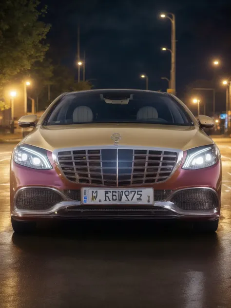 mastrepice, best quality, mercedes s-class, x222, 1car, front view, multicolour, night, road background, rainy, analog gloomy photo, high detail, Sharp focus, (photorealism), realistic, best quality, 8k, award winning, dramatic lighting, epic, cinematic, masterpiece <lora:MERCEDESMAYBACHSClassX222:0.7>