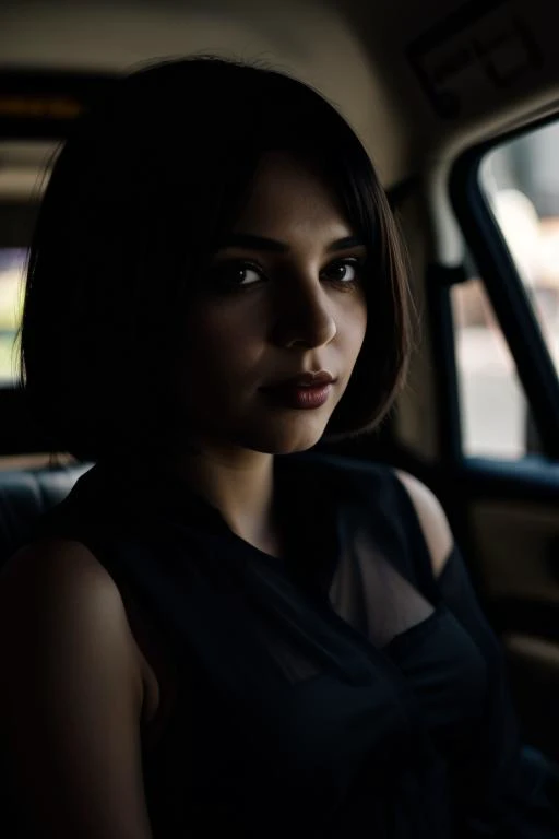 young adult brazilian (woman:1.2),
,successful,
gown,
brunette,bob cut,
goth makeup,,
taxi, cab, taxicab
<lora:epi_noiseoffset2:1>