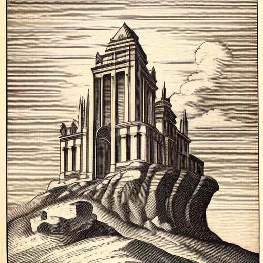 <lora:carracci:0.8>,engraving,
a temple ruins on top of a cliff near the sea,
carracciengraving,