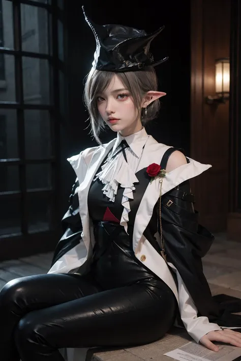 from front,gladiia hairstyle, outfit-gladiia, red eyes, pointy ears, solo,hat, sitting, cathedral, long hair, grey hair,
Enchanting Ambiance, Whimsical Beauty, Radiant Illumination,
<lora:outfit-gladiia-pynoise:1>