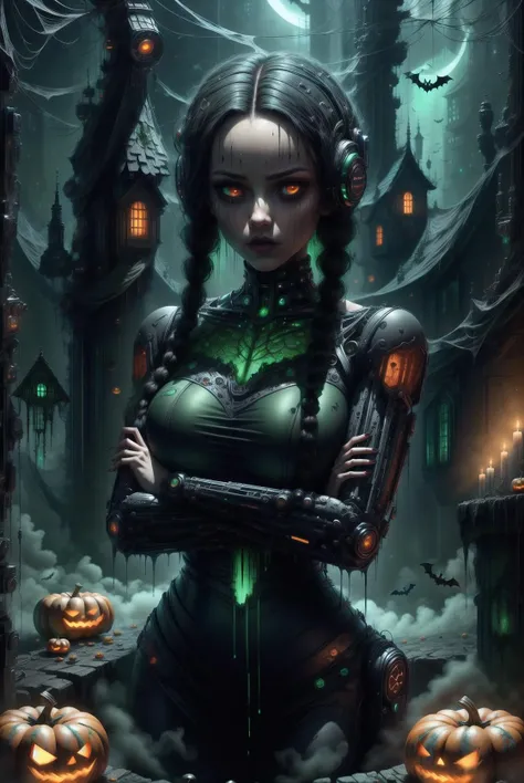  <lora:halloweenTech:1>