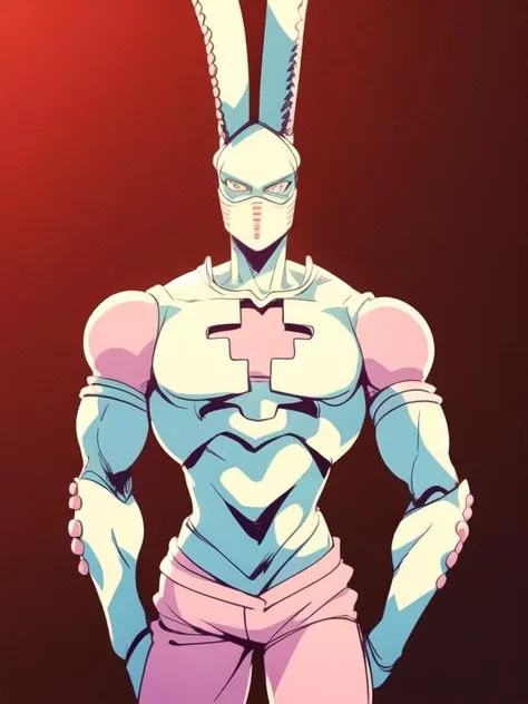 1 man, (jojo style:1.2), robot, cowboy shot, bunny ears, D4C, stand, <lora:D4C:1>