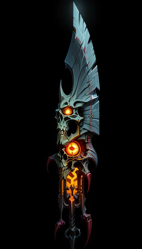 (masterpiece, best quality, ultra-detailed, absurdres), stylized:0.2, oversaturated, Illustration, stylized, <lora:sxz-wowstyle_v4_50_64:0.2>,
<lora:Pecha_Swords_LORA_V1.1:0.78>, game art, (Cleaver), horror, bones, demonic, eye, glowing, flesh, nightmare, epic, skull, evil, Trending on Artstation, Cleaver, WoWstyle,
(black background),