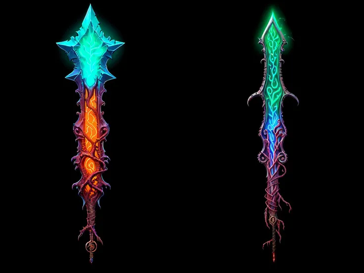 Game Art of DarkFantasy sword in Painting Comix art style, <lora:Pecha_Swords_LORA_V1.4:0.8>, best quality, Trending on Artstation, masterpiece, blue kkw-FX-glowline magical blade, glowing enchantment