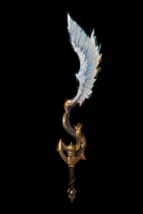 <lora:Pecha_Swords_LORA_V1:1>,best quality, Trending on Artstation, masterpiece, cleaver and angel, straight (angel wings and handle) with bracket,