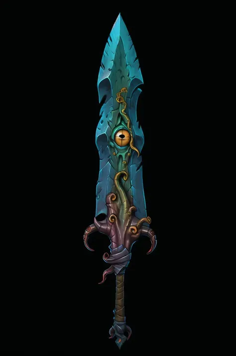 Game Art of oceanic sword in Painting Comix art style,  yellow eye, tentacles, best quality, Trending on Artstation, masterpiece, <lora:Pecha_Swords_LORA_V1.1:1>