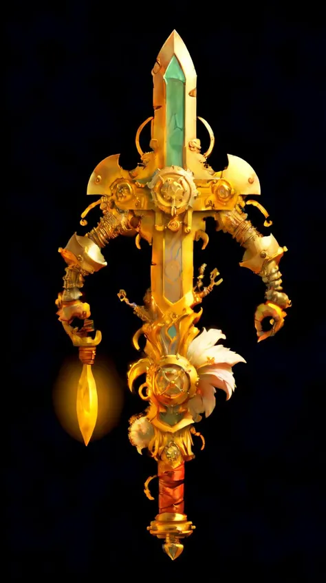 a fantasy Sword <lora:Pecha_Swords_LORA_V1.4:0.7>, <lora:Steampunkcog:1>cog, intricate, <lora:more_details:0.5>