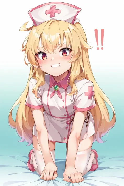 score_9 , score_8_up, score_7_up,BREAK,source_anime <lora:char_nobeta-pony-rls:1>red eyes,gradient eyes,nobeta \(nurse\),all fours,soft smile,blush,embarassed,front view,best quality,solo <lora:Konnyaku_Style_for_Pony_Commission:1> konnyaku_style