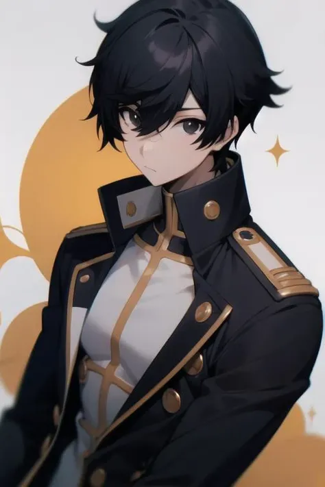 masterpiece, best quality, high quality, 1boy, solo, male focus, looking at viewer, upper body, <lora:cid_kagenou:0.74>, cid_kagenou, black hair, black eyes, hair between eyes, , gakuran