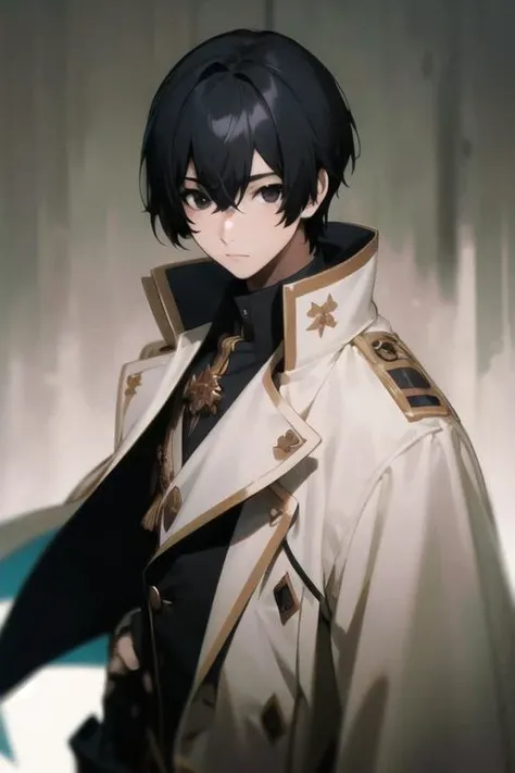 masterpiece, best quality, high quality, 1boy, solo, male focus, looking at viewer, upper body, <lora:cid_kagenou:0.72>, cid_kagenou, black hair, black eyes, hair between eyes, realistic, coat