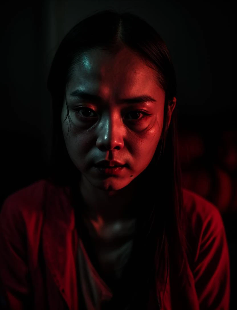 photo of a 28yo Chinese person, horror cinematic LUT