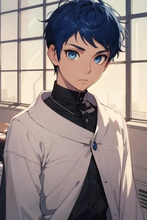 masterpiece, best quality, high quality, 1boy, solo, male focus, looking at viewer, upper body, <lora:schlain_zagan_analeit:0.72>, schlain_zagan_analeit, blue eyes, blue hair, ,
