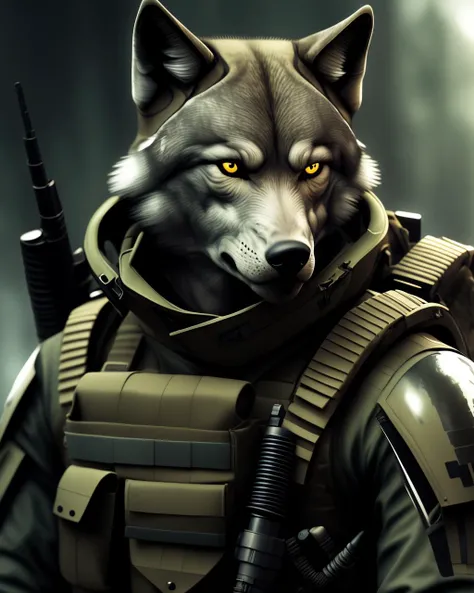 unused0 , the wolf soldier, ready for combat, futuristic soldier, wojtek fus, dressed in tactical armor, closeup portrait sh , fashion magazine, smooth, sharp focus, 8 k,