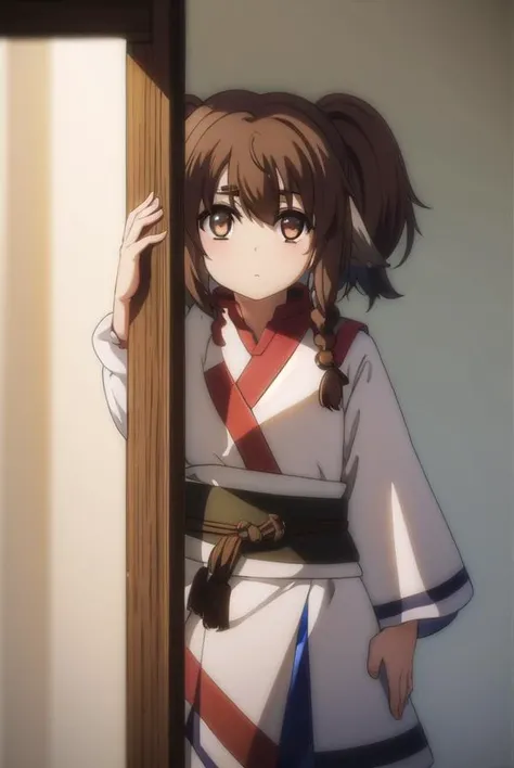 utawarerumonoshinonon, <lora:utawarerumono shinonon s2-lora-nochekaiser:1>,
shinonon, short hair, brown hair, animal ears, (brown eyes:1.5), dog ears, twintails, short twintails,
BREAK tail, ainu clothes, long sleeves,
BREAK outdoors,
BREAK looking at viewer, (cowboy shot:1.5),
BREAK <lyco:GoodHands-beta2:1>, (masterpiece:1.2), best quality, high resolution, unity 8k wallpaper, (illustration:0.8), (beautiful detailed eyes:1.6), extremely detailed face, perfect lighting, extremely detailed CG, (perfect hands, perfect anatomy),