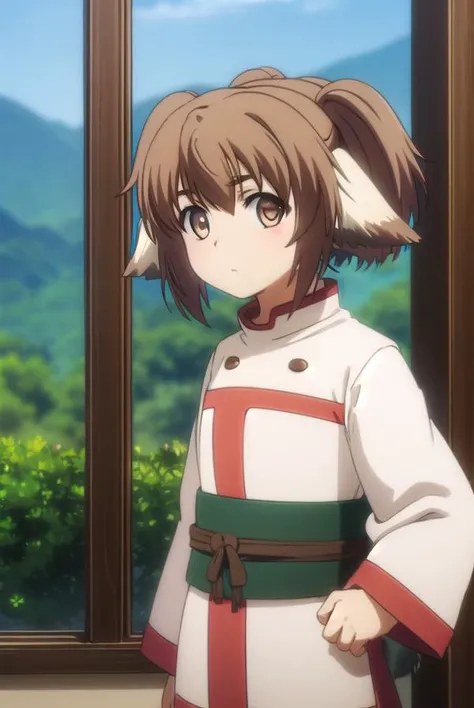 utawarerumonoshinonon, <lora:utawarerumono shinonon s2-lora-nochekaiser:1>,
shinonon, short hair, brown hair, animal ears, (brown eyes:1.5), dog ears, twintails, short twintails,
BREAK tail, ainu clothes, long sleeves,
BREAK outdoors,
BREAK looking at viewer, (cowboy shot:1.5),
BREAK <lyco:GoodHands-beta2:1>, (masterpiece:1.2), best quality, high resolution, unity 8k wallpaper, (illustration:0.8), (beautiful detailed eyes:1.6), extremely detailed face, perfect lighting, extremely detailed CG, (perfect hands, perfect anatomy),