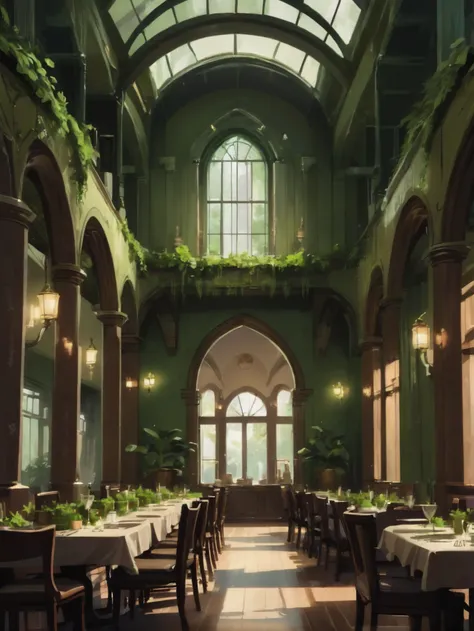 speedpaint, well-lit interior, in a verdant dining hall <lora:EnvySpeedPaintXL02:1.5>