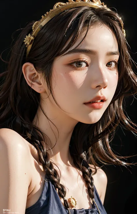 official art, unity 8k wallpaper, ultra detailed, beautiful and aesthetic, masterpiece, best quality, (close up, face focus:1.2), (zentangle, mandala, tangle, entangle), (fractal art:1.3) , 1girl, extremely detailed, dynamic angle, the most beautiful form of chaos, elegant, a brutalist designed, vivid colours, romanticism, by james jean, roby dwi antono, ross tran, francis bacon, michal mraz, adrian ghenie, petra cortright, gerhard richter, takato yamamoto, ashley wood, atmospheric, ecstasy of musical notes, streaming musical notes visible, <lora:LoRA-FashionMagCover:0.6>, <lora:asianGirlsFace_v1:0.4>
