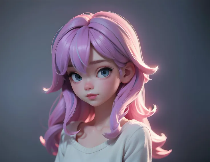 cute girl, ((lofi)), cozy night, pastel hair,masterpiece,minimalistic illustration, modern,dim lights, soft blue+pink lighting, dark,long hair,happy <lora:add-detail-xl:4>
