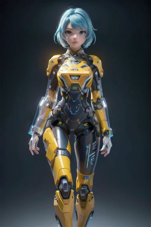 women, mechanic parts, yellow and blue mix, slim,((clear mechanism)),(((best quality, masterpiece))),(((clear texture))),(((detailed texture))),(((high resolution))),<robot:0.5><roblit:0.40>