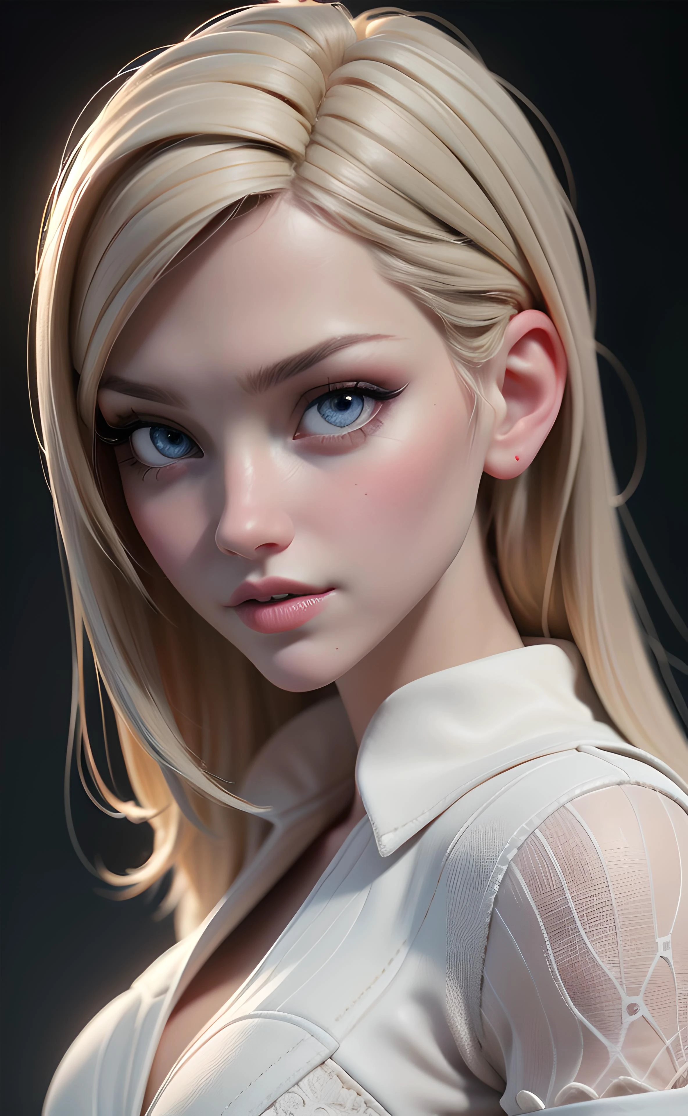 portrait of DEN_heidi_romanova, (headshot, face focus:1.2), beautiful eyes, detailed face, detailed lips,
(plain background:1.2),
(Softbox positioned high for a downward lighting effect (High Softbox).:1.2)
bokeh, f1.4, 40mm, photorealistic, raw, 8k, textured skin, skin pores, intricate details, <lora:epi_noiseoffset2:1>, epiCRealism