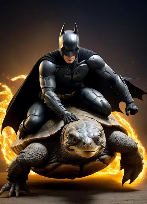 <lora:PE_Batman_DarkKnight:0.8> PEBatman,
riding a on giant running Turtle,sitting on a giant running turtle, leaning forward,
motion blur, speed lines, light trails, fire trails,
masterpiece, high resolution, octance 4k, high detail,