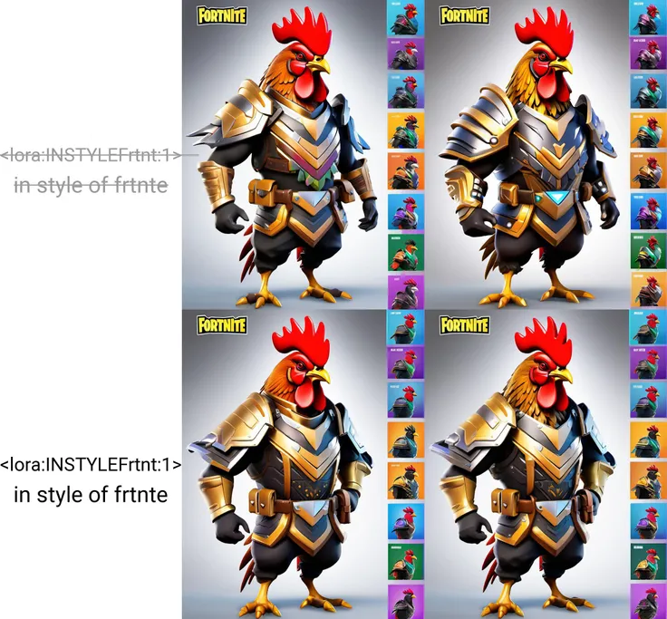 game art, armored rooster, fortnite character render, game poster, production quality, epic settings, simple background, radial gradient, In the style of fortnite, ue5, sharp focus, high detailed, epic games