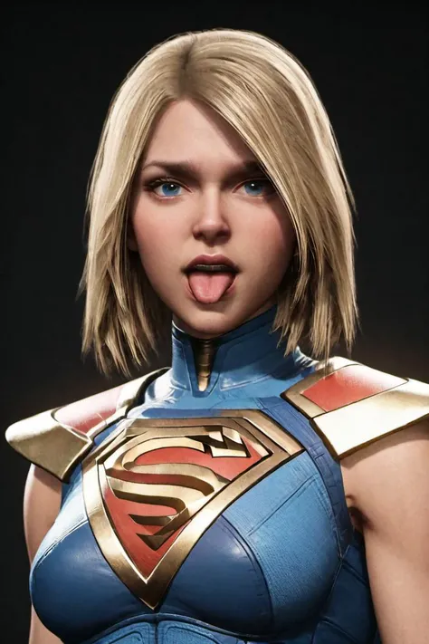 score_9, score_8_up, best quality, masterpiece, 4k, perfect lighting, very aesthetic, BREAK <lora:Supergirl_Pony__Injustice_2:1>, Supergirl_Pony, tongue out seductively