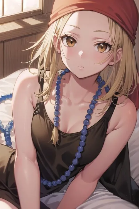 annakyouyama, <lora:annakyouyama-lora-nochekaiser:1>,
anna kyouyama, blonde hair, short hair, (brown eyes:1.7),
BREAK bandana, beads, black dress, dress, prayer beads,
BREAK looking at viewer, full body,
BREAK indoors, shrine,
BREAK <lyco:GoodHands-beta2:1>, (masterpiece:1.2), best quality, high resolution, unity 8k wallpaper, (illustration:0.8), (beautiful detailed eyes:1.6), extremely detailed face, perfect lighting, extremely detailed CG, (perfect hands, perfect anatomy),