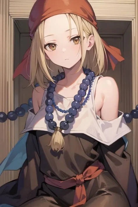 annakyouyama, <lora:annakyouyama-lora-nochekaiser:1>,
anna kyouyama, blonde hair, short hair, (brown eyes:1.7),
BREAK bandana, beads, black dress, dress, prayer beads,
BREAK looking at viewer, full body,
BREAK indoors, shrine,
BREAK <lyco:GoodHands-beta2:1>, (masterpiece:1.2), best quality, high resolution, unity 8k wallpaper, (illustration:0.8), (beautiful detailed eyes:1.6), extremely detailed face, perfect lighting, extremely detailed CG, (perfect hands, perfect anatomy),