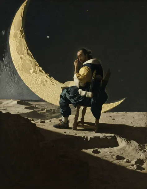 <lora:JohannesVermeerXL_v1:1> JohannesVermeerXL, a man sitting in the moon