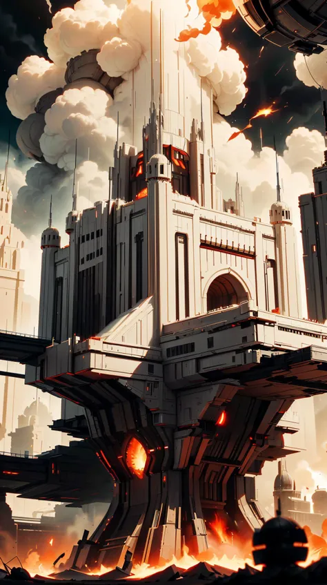 <lora:TheEmpireStyle:0.9> TheEmpireStyle, white, castle, hi-tech plastic , sci-fi design. worldoffire fire, inferno, <lora:WorldofFire:0.7>