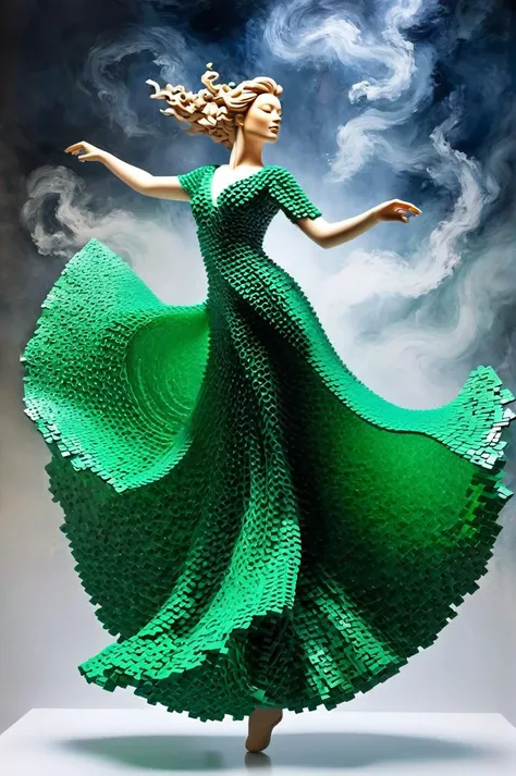 ethereal fantasy concept art of A remarkable artistic feat manifested through thousands of LEGO bricks intricately crafted to depict a woman in the midst of a dance. The attention to detail and the dynamic composition capture the essence of fluid motion, highlighting the artistic potential of LEGO as a medium for sculpture. (Sculptural Elegance:1.4), (Dancing Creation:1.3), (LEGO Mastery:1.2), (Visual Harmony:1.2), influenced by Ekow Nimako and Mike Doyle, inspired by Nathan Sawaya and Sean Kenney, Vintage Paper, Grunge Texture, Minimalist Brushstrokes, green thick smoke:1.2, <lora:sdxl_photorealistic_slider_v1:1>, <lora:ZonaiAIv8:0.6>, ZonaiAI, Unsplash, Angelic Page <lora:margot_lora_sdxl_v1:0.4> <lora:cyborg_style_xl:0.5> <lora:SDXL_Grass_on_body_Test_Sa_May:1>, (masterpiece,best quality:1.5) . magnificent, celestial, ethereal, painterly, epic, majestic, magical, fantasy art, cover art, dreamy