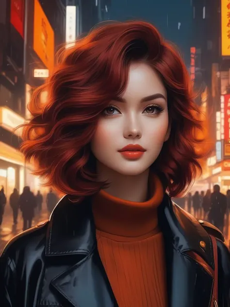 anime, (masterpiece,best quality:1.5), (style of Frank Hong ,style of Jean Metzinger,style of Will Murai ), BREAK
( short hair , Dark red hair:1.1),portrait, BREAK
(lady:1.2), dark orange woolens, Winter, brown eyes, ð,, ultra realistic,32k,RAW photo,(high detailed skin:1.2), 8k uhd, dslr, soft lighting, high quality, film grain, Panasonic Lumix G7 Mirrorless Camera , moody lighting,Low shutter,foot focus