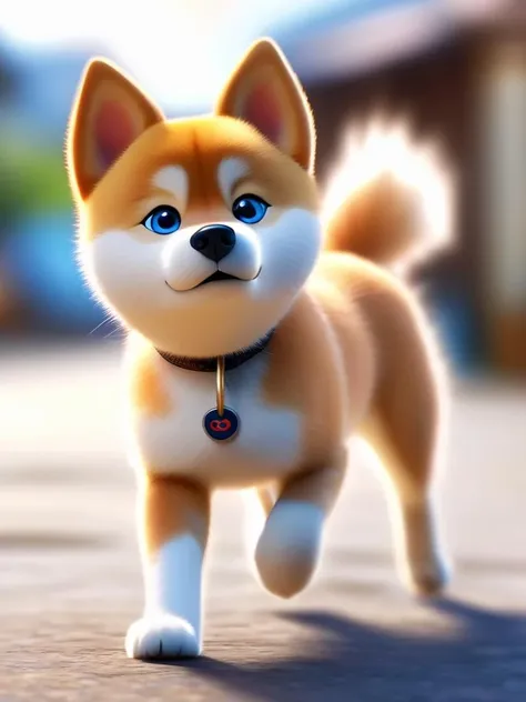 animal, animal focus, blue eyes, blurry, blurry background, blurry foreground, cat, depth of field, dog, looking at viewer, motion blur, no humans, photo \(medium\), photo inset, photorealistic, realistic, reference inset, shiba inu, whiskers
