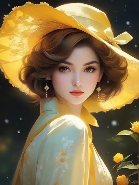 anime, full body, (masterpiece,best quality:1.5), (style of Anna Dittmann,style of Neil Blevins ,style of Edwin Austin Abbey ,style of Mickalene Thomas ), BREAK
( short hair , Golden brown hair:1.1),portrait, BREAK
(lady:1.2), fluorescent yellow sunbonnet, Snowy, brown eyes, ð,, ultra realistic,32k,RAW photo,(high detailed skin:1.2), 8k uhd, dslr, soft lighting, high quality, film grain, Nikon Z5 Mirrorless Camera , Moonlight,800mm lens,thigh focus