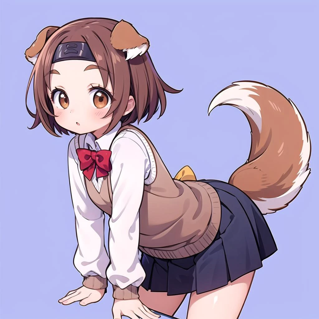 masterpiece,best quality,highly,
1girl, solo, <lora:Konoha:0.8> konoha, brown hair, short hair, brown eyes, dog ears
bow tie, white shirt, pleated skirt, sweater vest, dog tail