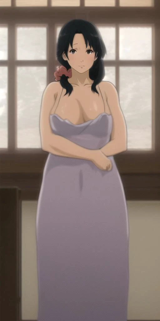 Hinata hyuga wearing golden tight satin silk dress