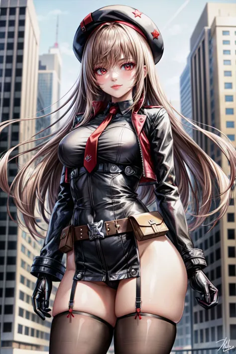 (masterpiece, best quality, high quality, highres, ultra-detailed), <lora:add_detail:1>, <lora:alisa ilinichina amiella:0.7>,1girl, solo, long hair, blue eyes, white hair, large breasts, thighhighs, on city, navel, pantyhose, elbow gloves, midriff, fingerless gloves, black footwear, plaid, underboob, thigh boots, plaid skirt, suspenders, suspender skirt, cabbie hat,