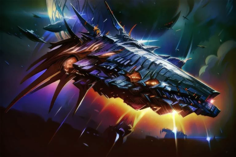 illustration,
organic spacecraft,
space flagship,
fish style shape,
skeleton detail,
battle spaceship,
insectoid ship,
space fleet,
epic fleet,
black metal,
organic armor,
red engine,
black yellow white colors,
detailed armor,
blue and empty eye sockets,
gauntlet,
thematic background,
dynamic light,
ultra detail,
extremely detailed CG,
realistic, 8k,
micro intricate,
masterpiece,
((comicbookpencils)),
looking at viewer,
realistic,
highly detailed skin,
highly detailed face,
highly detailed pupils,
highly detailed iris,
RAW photo,
best quality,
high resolution,
((masterpiece)),
tonemapping,
photorealistic,
realistic,
professional photography,
sharp focus,
HDR, 8K resolution,
intricate detail,
sophisticated detail,
hyper detailed,
(depth of field),
highlight and shadow,
volumetric lighting,
professional light,
highly detailed background,