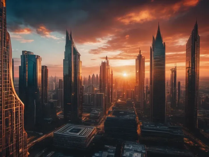 photograph, cinematic color grading, radial, fantasy, Paradoxical,wonderous scifi metropolis at the beginning of the universe, Eye-catching sunset, Masterpiece realistic, best high quality, perfect details, intricate details, nice lighting, detailed background,<lora:eye-catching_sunset:1.0>