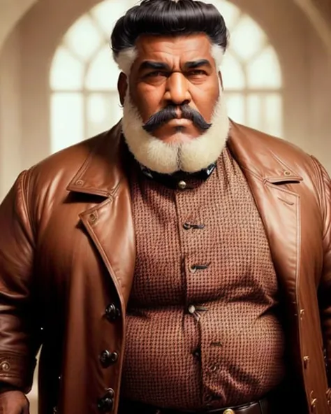 analog style, expertly illuminated, Mennatullah Jamilah, (big fat muscle:1.0), (big breast:1.0), ((((big beautiful man)))), 80 years old, ((1900s)), wearing a coat steampunk, (((very short hair))), cinematography, crafted, elegant, meticulous, magnificent, maximum details, extremely hyper aesthetic, intricately detailed