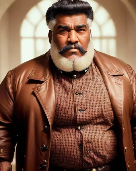 analog style, expertly illuminated, Mennatullah Jamilah, (big fat muscle:1.0), (big breast:1.0), ((((big beautiful man)))), 80 years old, ((1900s)), wearing a coat steampunk, (((very short hair))), cinematography, crafted, elegant, meticulous, magnificent, maximum details, extremely hyper aesthetic, intricately detailed