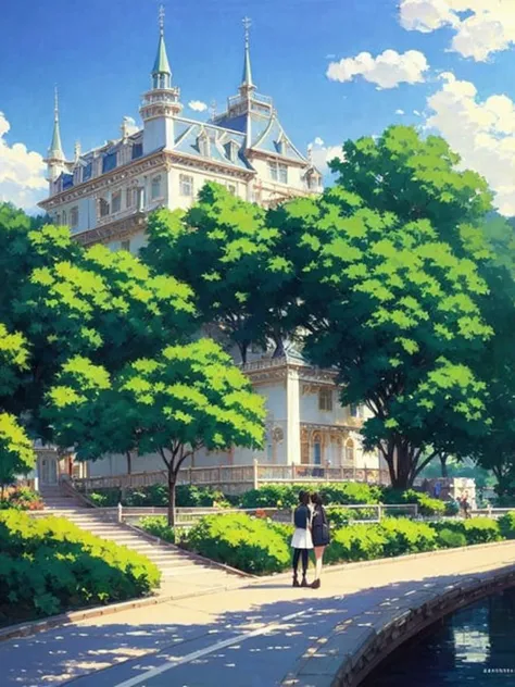 _modelshoot style, (extremely detailed CG unity 8k wallpaper), full shot body photo of the most beautiful artwork in the world, magic castle, professional majestic impressionism oil painting by Waterhouse, John Constable, Ed Blinkey, Atey Ghailan, Studio Ghibli, by Jeremy Mann, Greg Manchess, Antonio Moro, trending on ArtStation, trending on CGSociety, Intricate, High Detail, dramatic, makoto shinkai kyoto, trending on artstation, trending on CGsociety