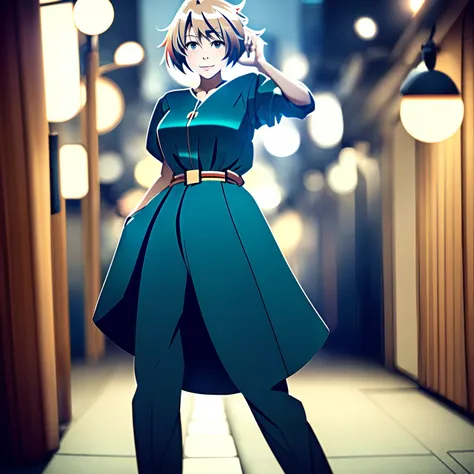 Anime, Woman standing, digital art, concept art, kyoto animation, murata range, kawaii, yoshitaka amano, studio lighting, manga, bright colors, beautiful, high contrast, gradation, jean giraud, rule of thirds __scenario-scfi__ (crazy eyes:1) (crazy smile:1) (crazy face:1) (wlop:1) <lora:johnsondesuv15-320-e1:0.6> <lora:crazyExpressions:1> <lora:wlopStyleLora_30Epochs:0.6>
