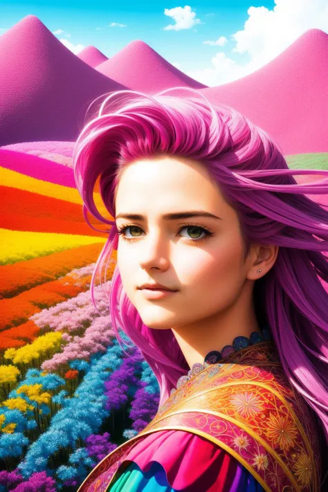 1girl, dramatic Digital painting, rainbow swirl, extreme close-up shot of a Fascinating Rusty ([Squid:Orlando Bloom:1]:1.3) , surreal, [Ashkenazi|South African] background, Magenta vegetation with Seedling, Clear skies, deep focus, [ (scene art designed by Ed Emshwiller:1.3) , (Jacob van Ruisdael:1.3) ::11], Graphic novel, Shameless, Psychedelic Art, Ethereal Lighting, 800mm lens, CMYK Colors, sloppy strokes, Embroidery, wallpaper, artstation, magical, fractal, fantasy