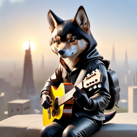 ethereal fantasy concept art of (Highest Quality, 4k, masterpiece:1.1), (realism, photorealistic:1.4), ray traced, hyper realism, soft lighting, detailed background, film grain, (detailed fur texture:1.3),
BREAK
((black metal)) anthro shiba inu plays his guitar on the last day on earth ,(wearing black metal outfit),(( post-apocalyptic destroyed dieselpunk city background)) , fangs , angry, paws,(new dawn), (aurora borealis) , closeup
x-UltraSharp, high quality photography, 3 point lighting, flash with softbox, 4k, Canon EOS R3, hdr, smooth, sharp focus, high resolution, award winning photo, 80mm, f2.8, bokeh . magnificent, celestial, ethereal, painterly, epic, majestic, magical, fantasy art, cover art, dreamy, high quality photography, 3 point lighting, flash with softbox, 4k, Canon EOS R3, hdr, smooth, sharp focus, high resolution, award winning photo, 80mm, f2.8, bokeh
