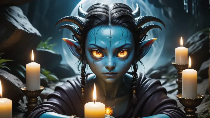 (Hyper real:1.4),
(((full body shot:1.5))), (((full body))), raw, emotional, dynamic, distortion for emotional effect, vibrant, use of unusual colors, cute cinematography, (realistic:1.2, photo realistic:1.4),
a statue of the personification of grief, candles and hot wax, covering the face with its hands, black by grunge, dusty air, ambient fog, higly detailed, black isolatet cave, glowing cracks, Nightcore studio ghibli, Toei Animations, dragon ball z style alien
<lora:DetailedEyes_V3:1> detailed face, detailed skin,