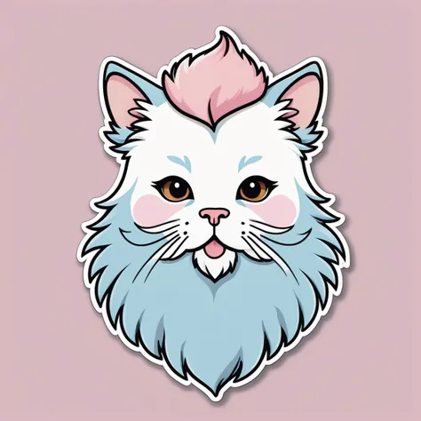 line art drawing ((a cute cathipster with an ironic beard ")), masterpiece, best quality, Sticker, Cute sticker, Kawaii sticker, die-cut, plain background, illustration minimalism, vector, pastel colors, kawaii . professional, sleek, modern, minimalist, graphic, line art, vector graphics