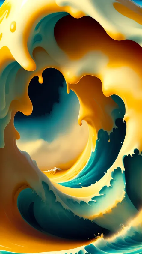 (CheeseOnTopStyle (yellow (orange:0.8):1.2) cheese), Great wave of kanagawa <lora:CheeseOnTopStyle:0.8>
